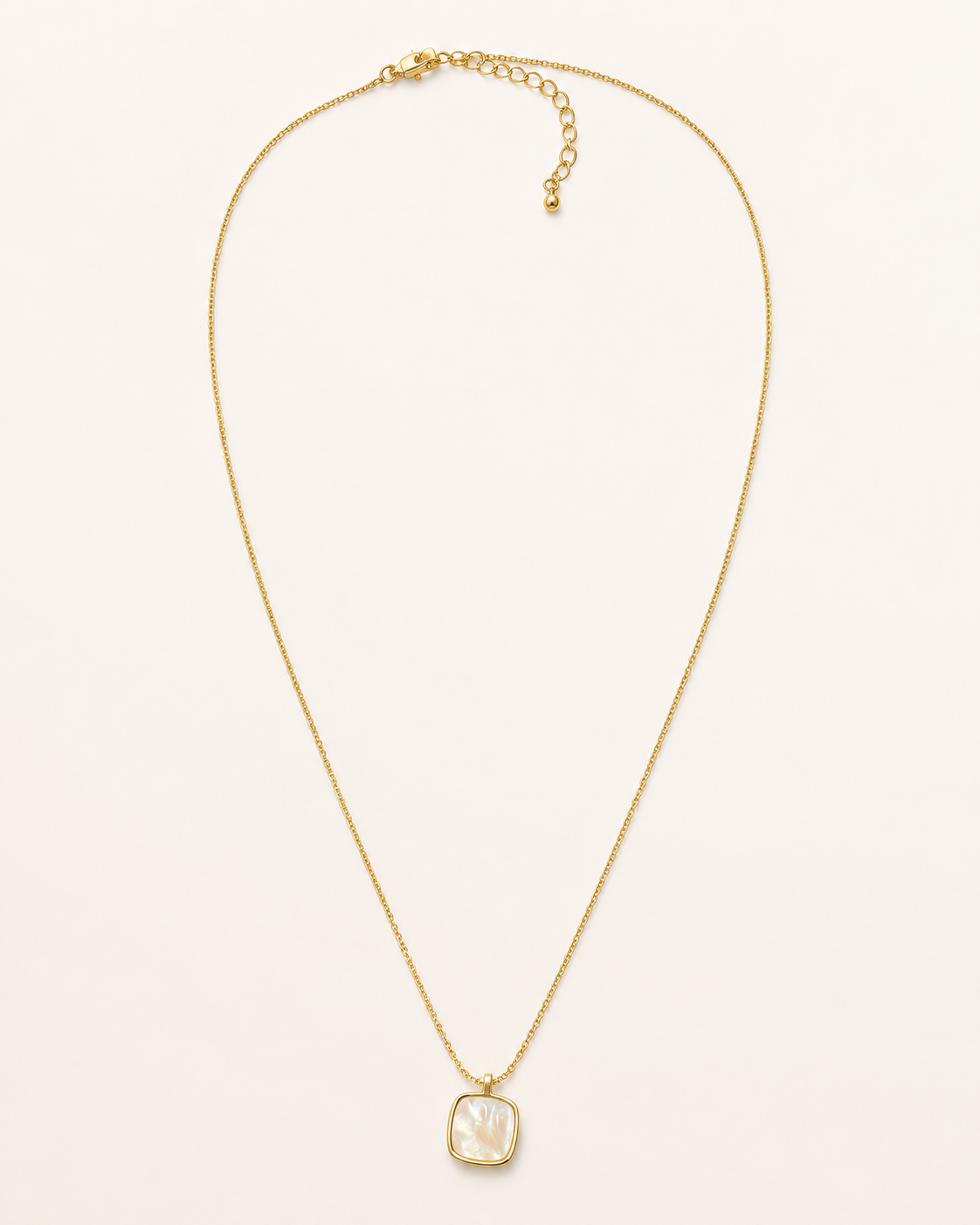 Additional view of Shell Glow Pendant Necklace by AURAM with luminous shell-style pendant and gold-tone chain