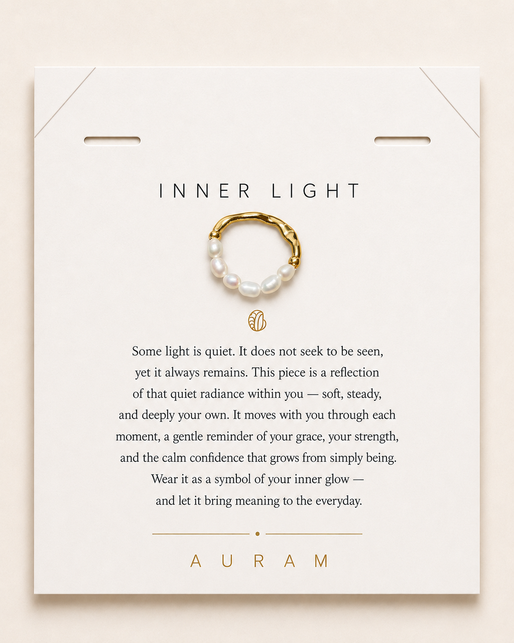 Inner Light Baroque Pearl Ring by AURAM with organic baroque pearl detail