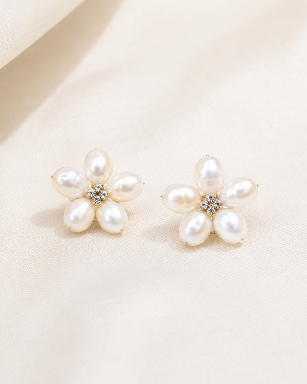 Alternate product view of Inner Bloom Pearl Earrings by AURAM with soft floral-inspired pearl styling