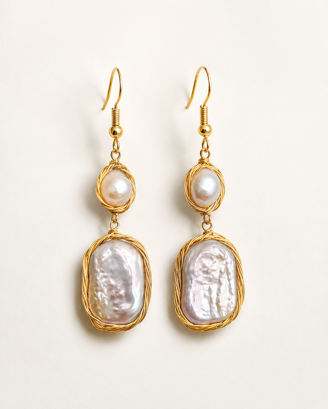 Additional view of Whispering Tide Baroque Pearl Drop Earrings by AURAM with soft coastal pearl styling