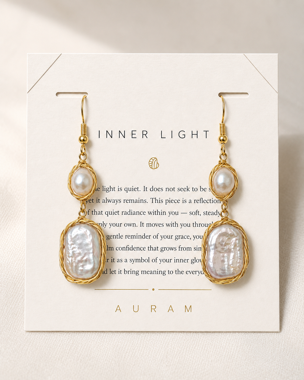 Whispering Tide Baroque Pearl Drop Earrings by AURAM with soft coastal pearl styling