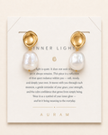Golden Halo Baroque Pearl Drop Earrings by AURAM with gold-tone halo detail