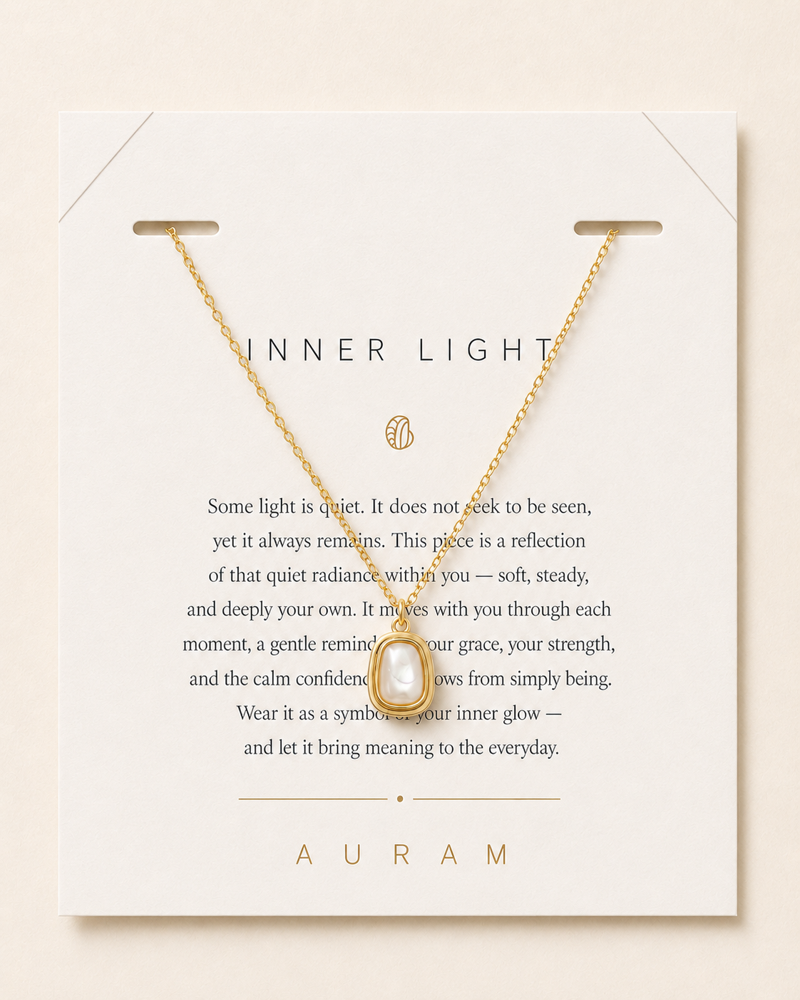 Sunlit Tide Mother-of-Pearl Pendant Necklace by AURAM with luminous shell-inspired pendant