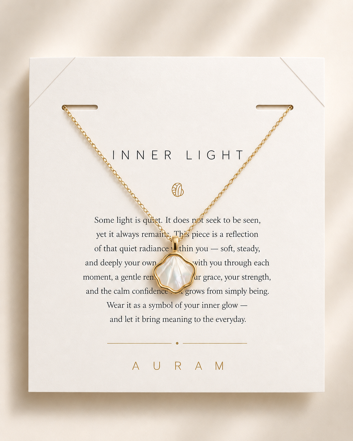 Shell Bloom Mother-of-Pearl Pendant Necklace by AURAM with floral shell-inspired pendant