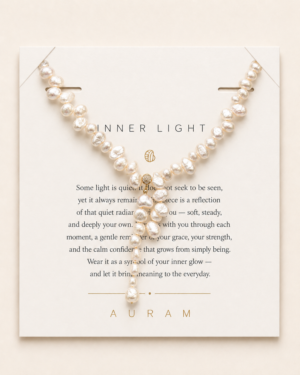 Quiet Glow Baroque Pearl Necklace by AURAM with delicate Y-necklace styling