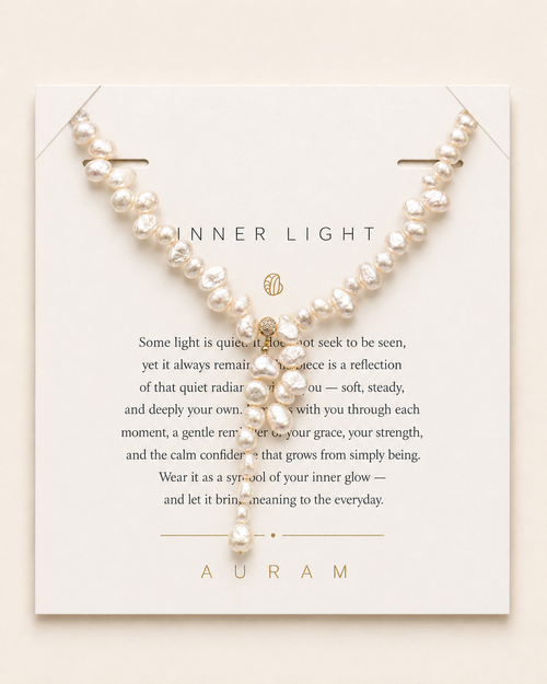 Quiet Glow Baroque Pearl Necklace by AURAM with delicate Y-necklace styling