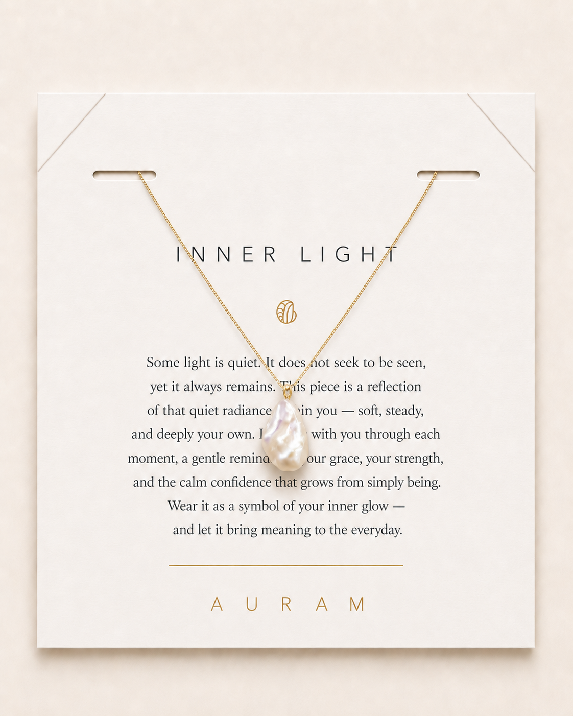 Baroque Pearl Pendant Necklace by AURAM with naturally irregular pearl pendant and gold-tone chain