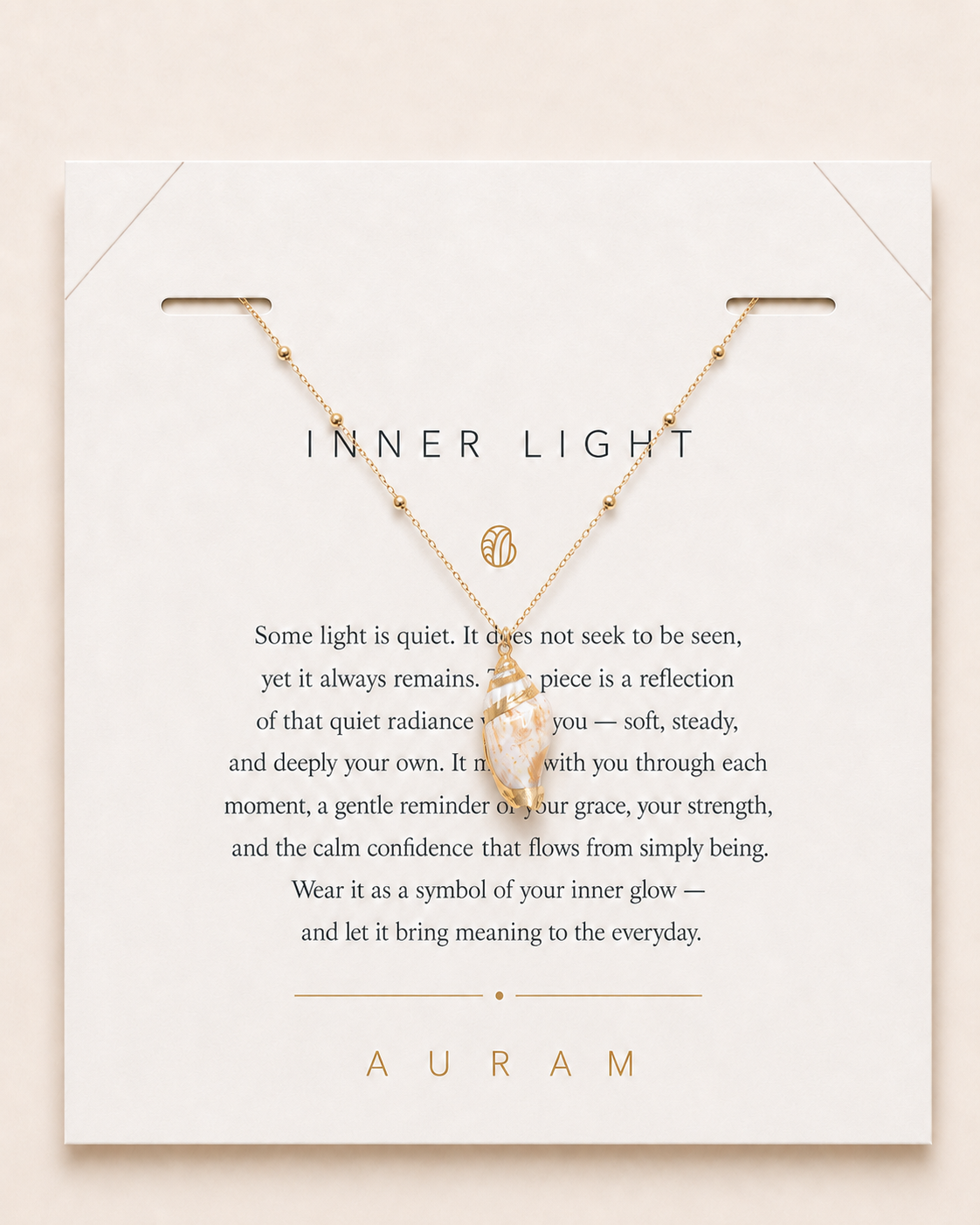 Sea Glow Shell Pendant Necklace by AURAM with shell-inspired coastal pendant