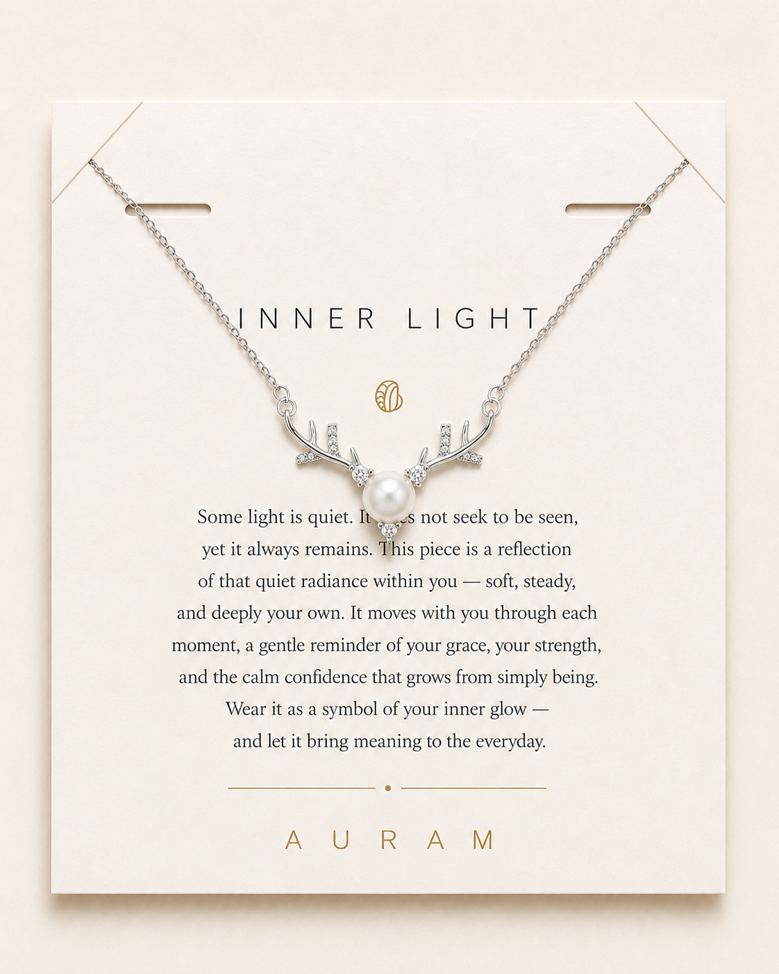 Forest Light Pearl Necklace by AURAM with soft pearl glow and nature-inspired styling