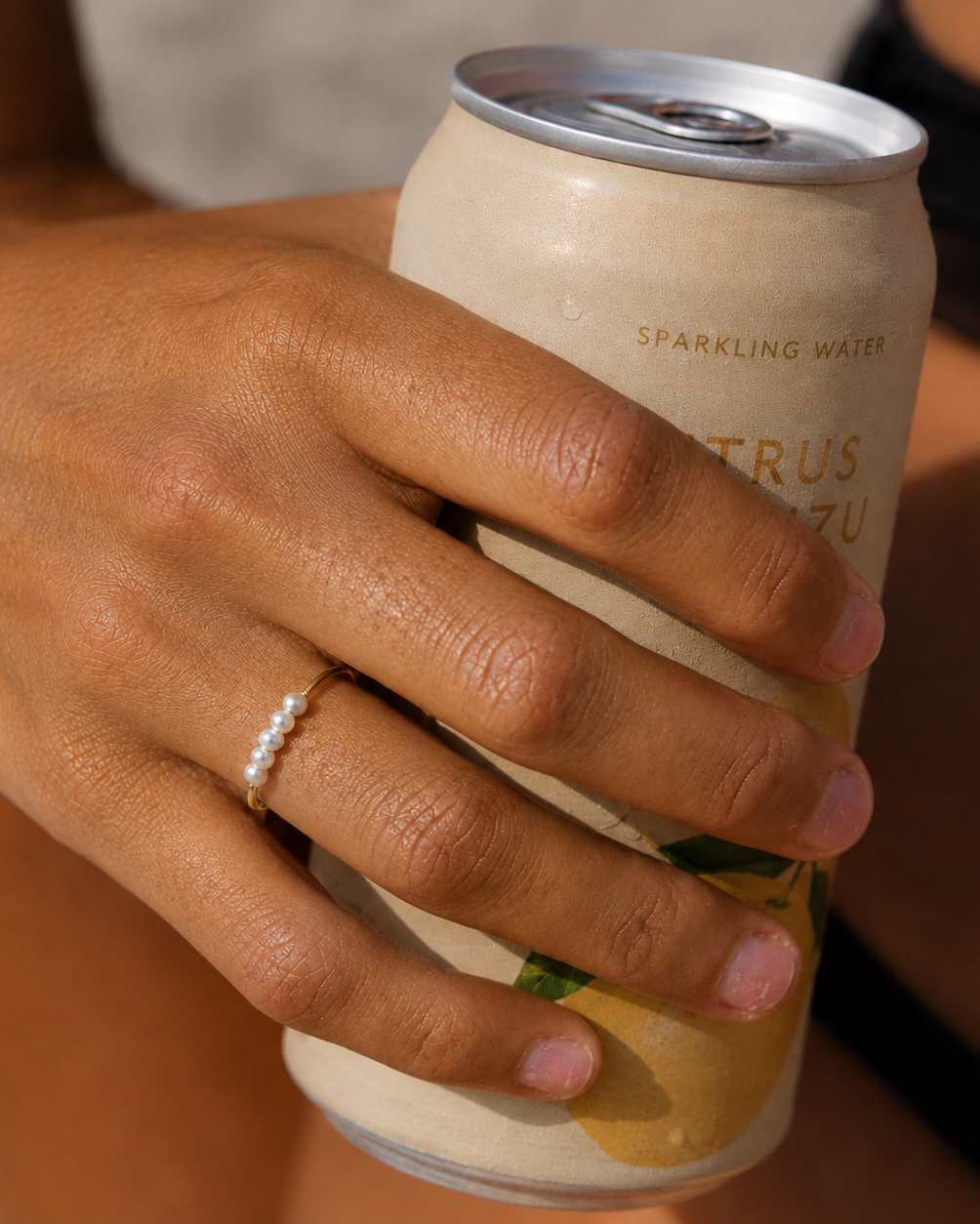 Alternate product view of Mini Baroque Pearl Ring by AURAM with naturally irregular pearl detail